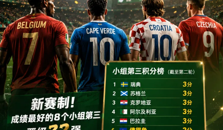 2026世界杯各组第三出线形势：比利时可能出局，佛得角仍有晋级机会