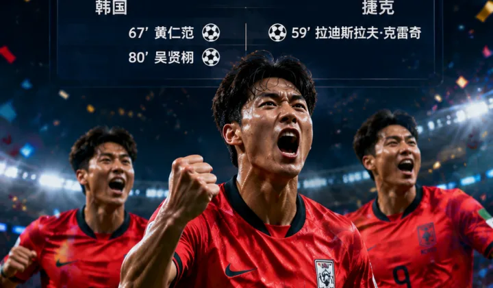 2026世界杯韩国队2-1逆转捷克，太极虎再写亚洲球队逆转名场面