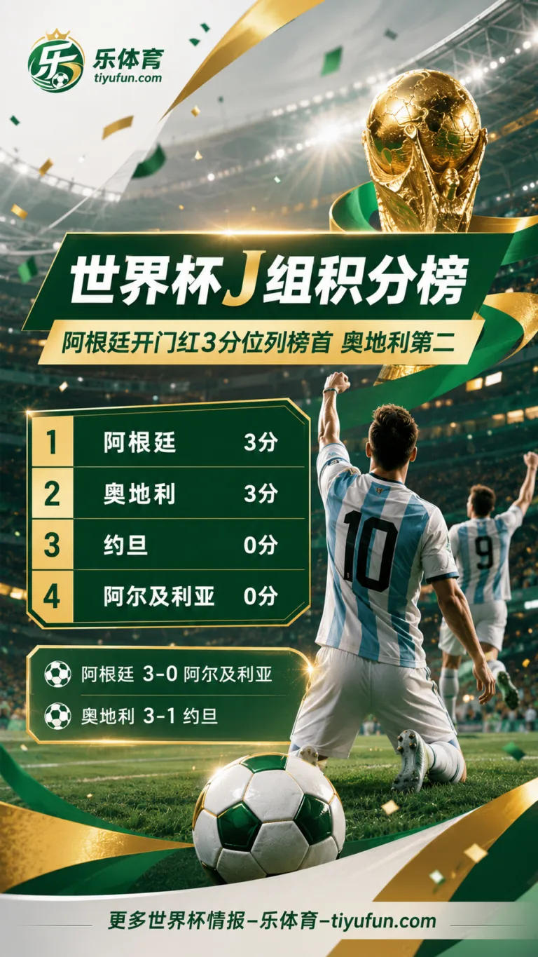2026世界杯J组积分榜：阿根廷净胜球领跑，奥地利同积3分第二