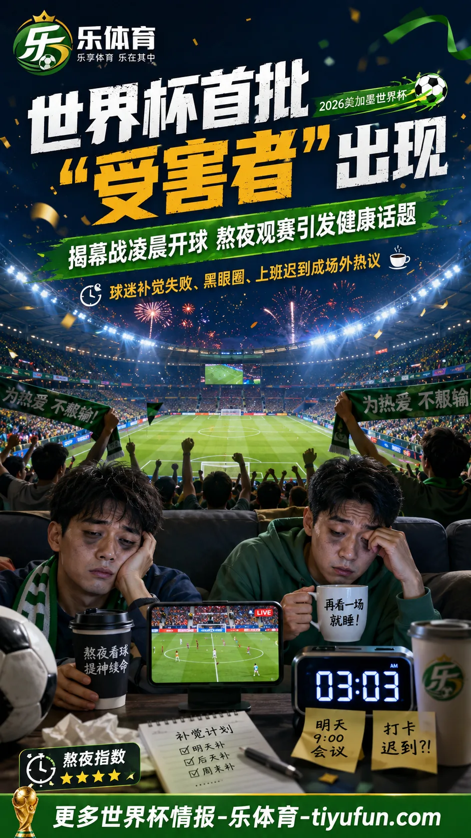 2026世界杯揭幕战后首批熬夜球迷出现不适，医生提醒科学补觉