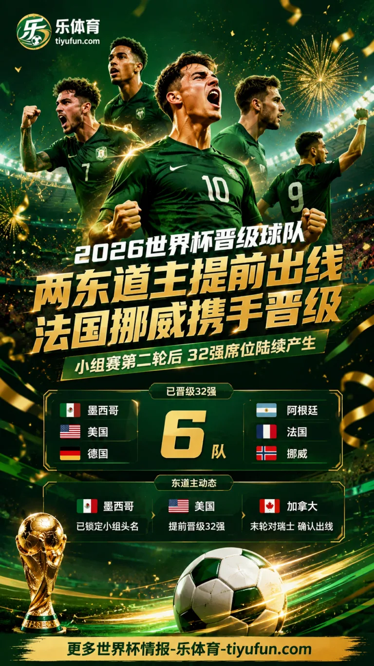 2026世界杯晋级球队：7队提前出线，两东道主法国挪威哥伦比亚过关