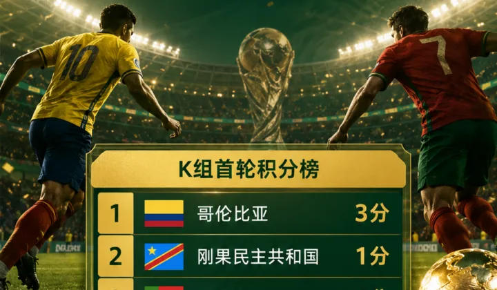 2026世界杯K组积分榜：哥伦比亚3分领跑，葡萄牙暂列第三