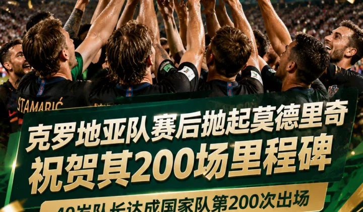 2026世界杯：克罗地亚队赛后抛起莫德里奇，祝贺其200场里程碑