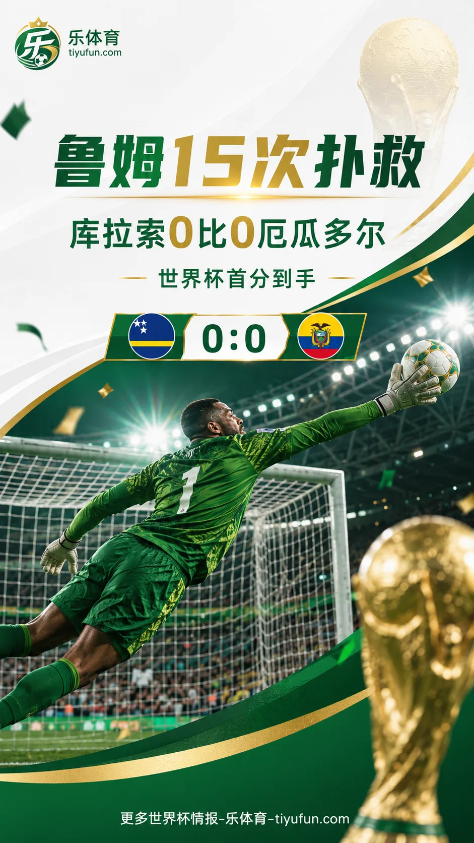 2026世界杯库拉索首分到手：鲁姆15次扑救，从1-7到0-0逼平厄瓜多尔