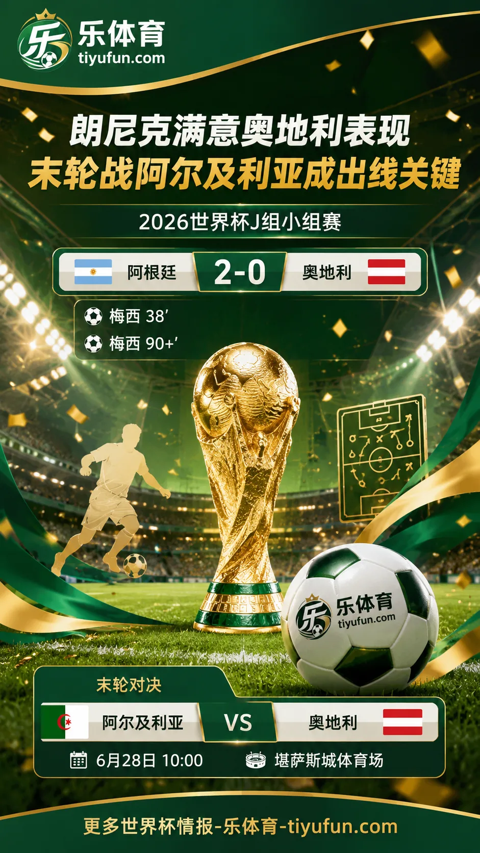 2026世界杯：朗尼克满意奥地利队表现，末轮战阿尔及利亚成出线关键