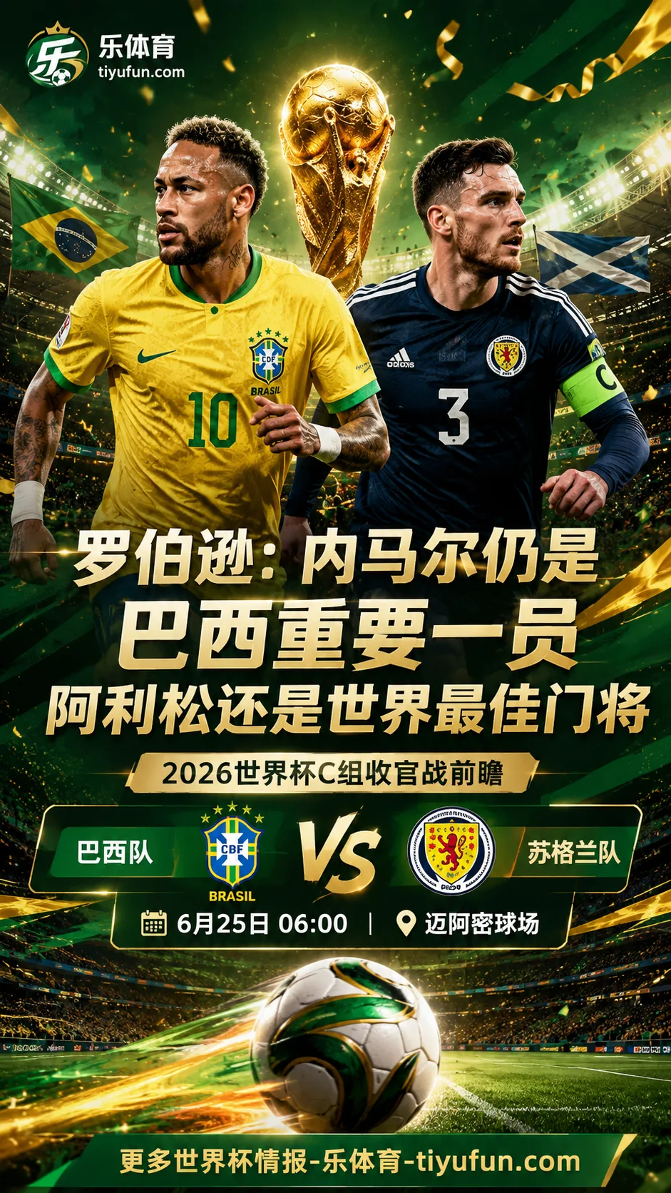 2026世界杯｜罗伯逊：内马尔仍是巴西重要一员，阿利松还是世界最佳门将
