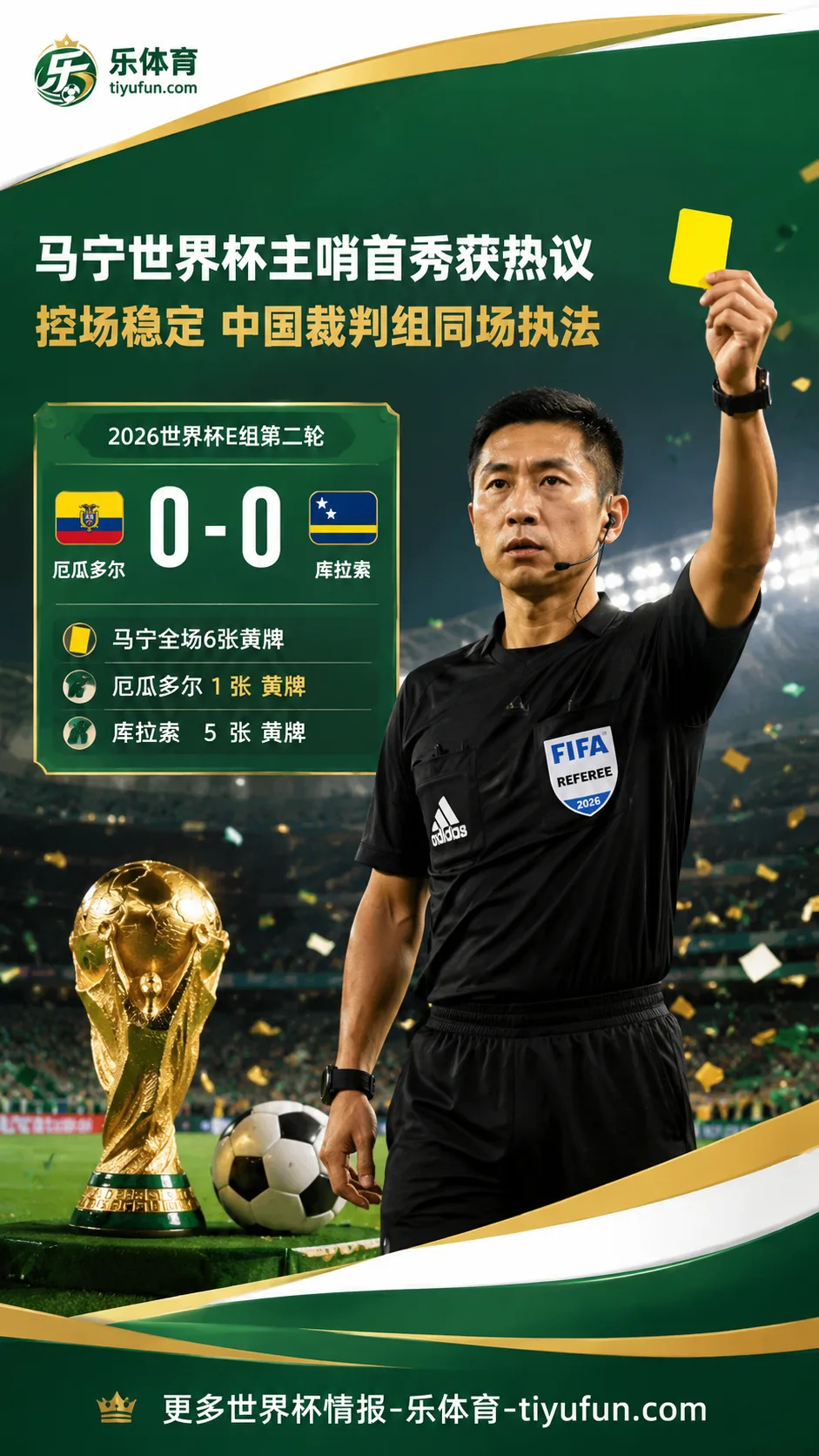 2026世界杯马宁主哨首秀获热议：控场稳定，中国裁判组同场执法