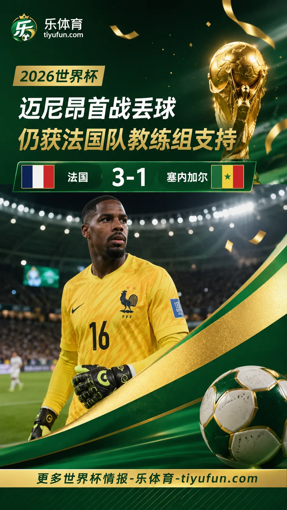 2026世界杯：迈尼昂首战丢球后仍获法国队教练组支持