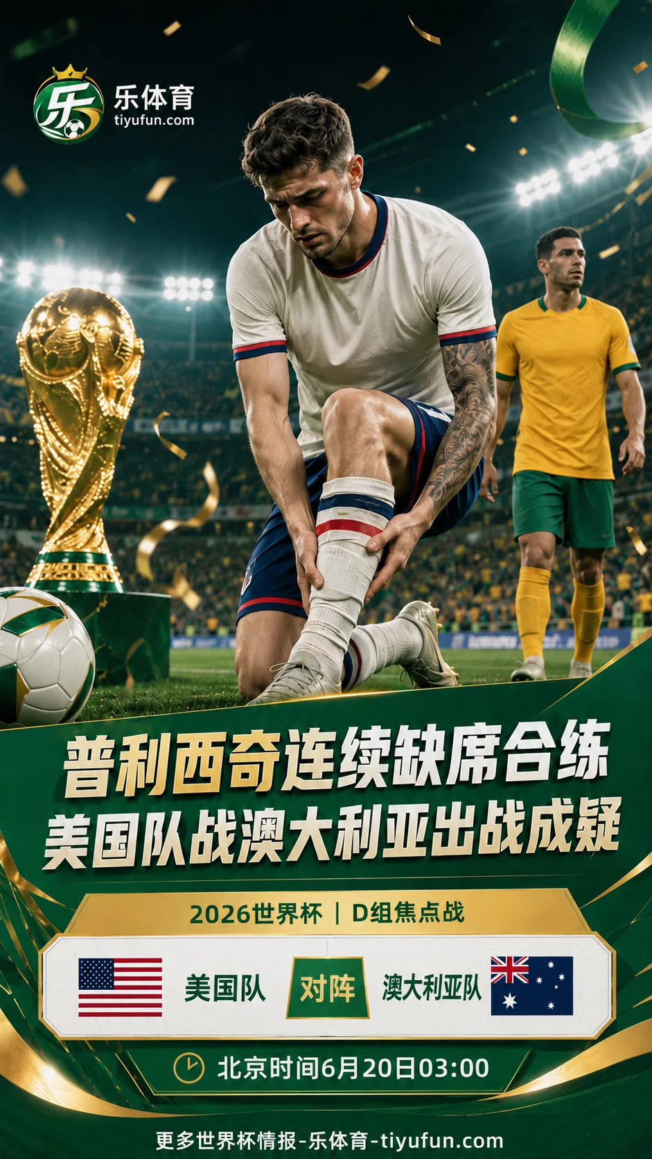 2026世界杯美国队伤病动态：普利西奇连续未合练，出战澳大利亚成疑