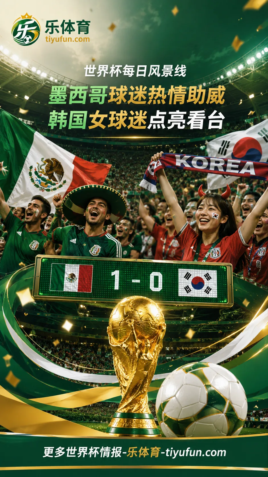 2026世界杯每日风景线：墨西哥球迷热情助威，韩国女球迷点亮看台