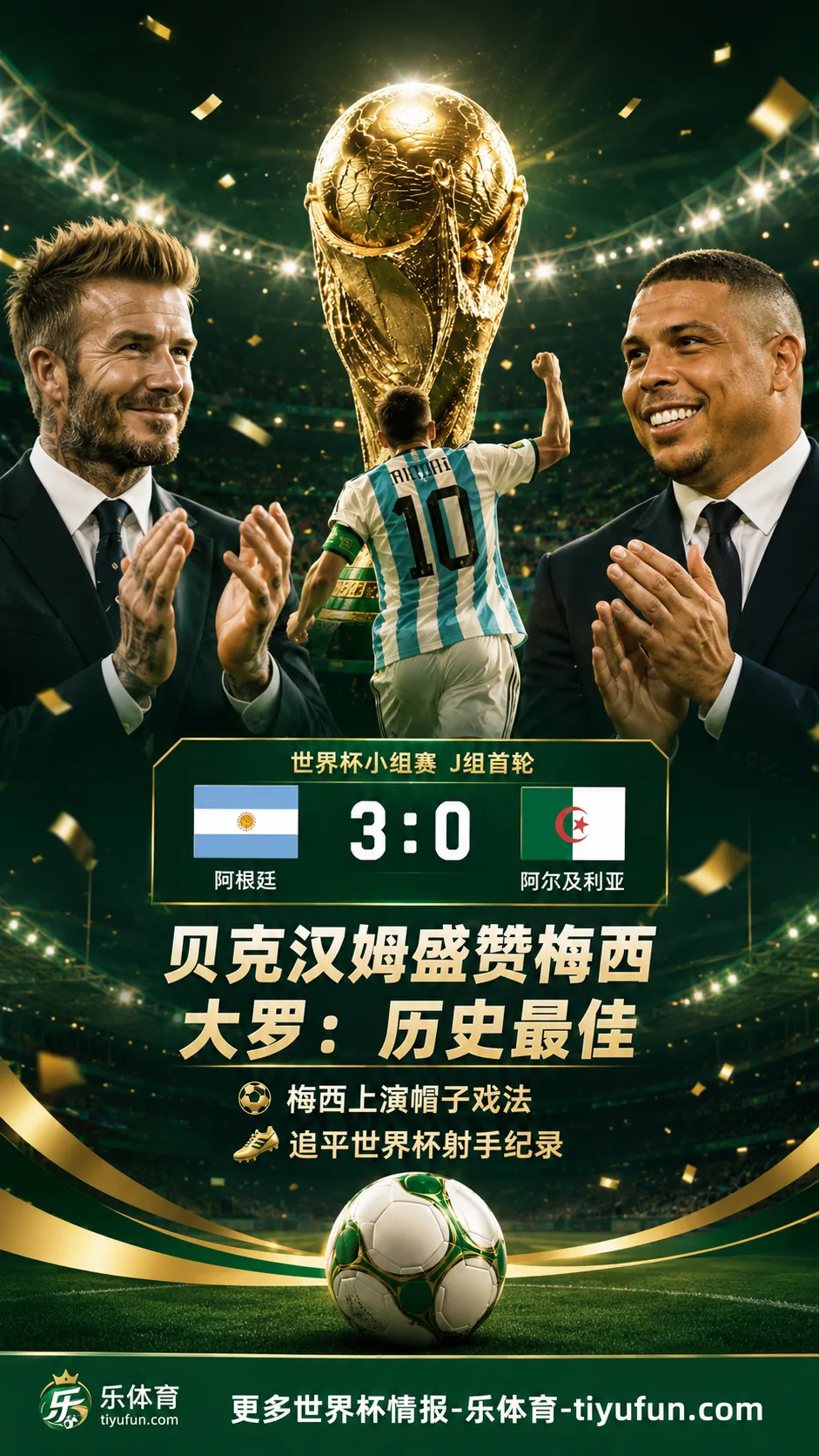 2026世界杯梅西戴帽后获盛赞，贝克汉姆称GOAT大罗赞历史最佳