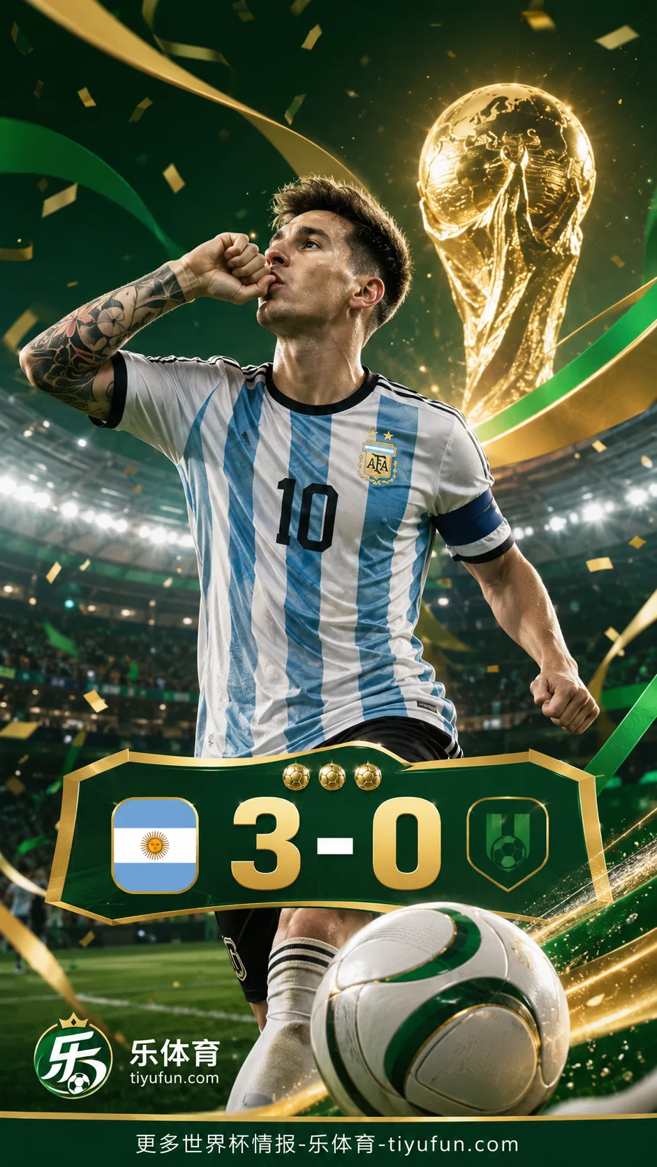 2026世界杯：梅西帽子戏法追平克洛泽 阿根廷队3-0阿尔及利亚迎开门红