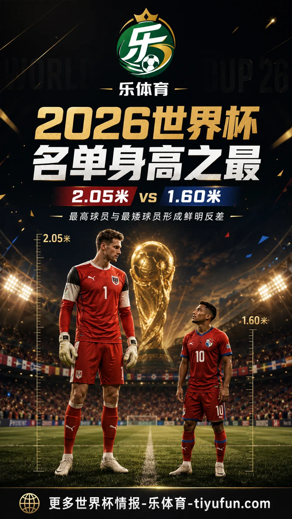 2026世界杯名单身高数据：维格勒2.05米最高，亚尼斯1.60米最矮