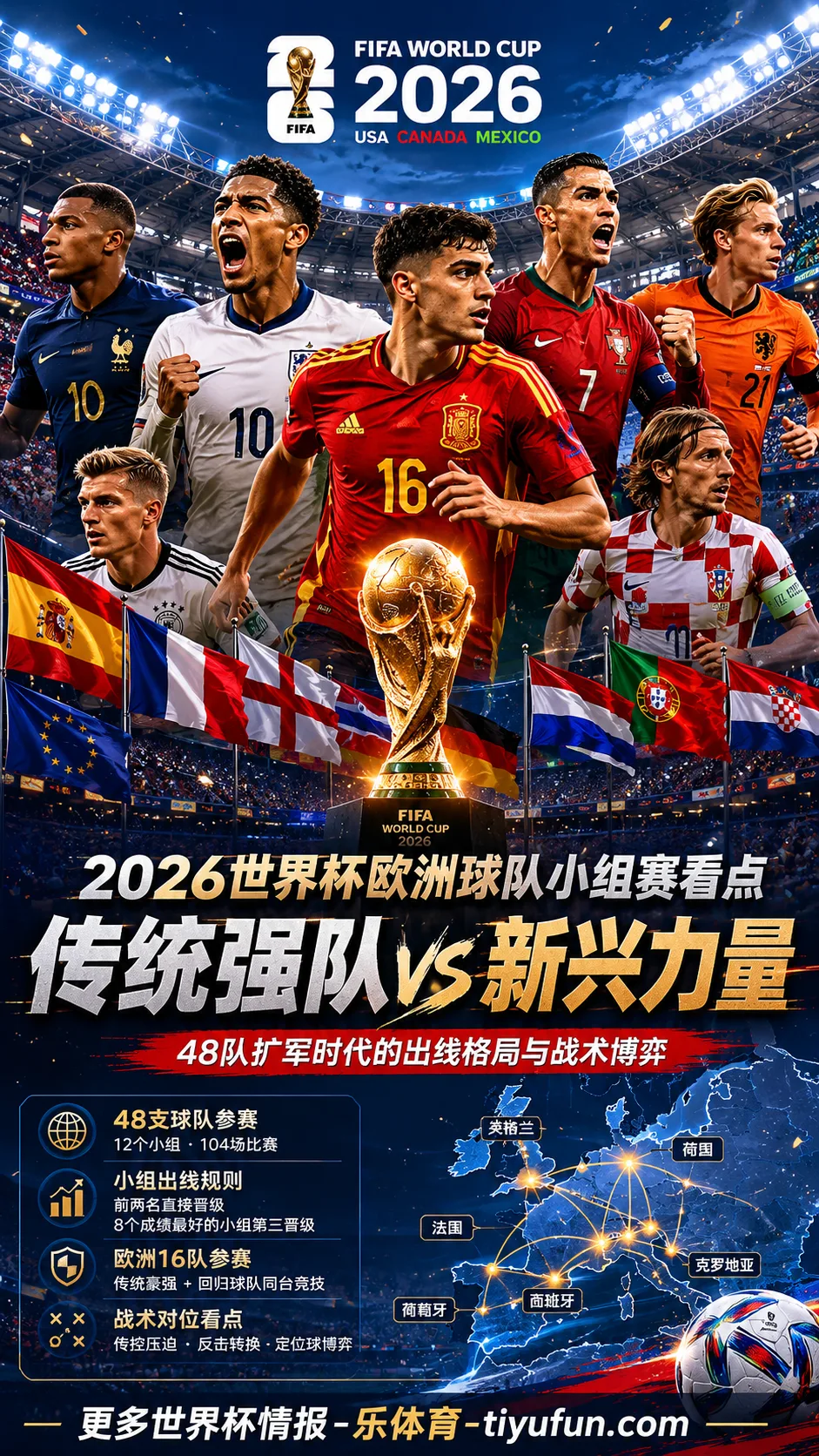 2026世界杯欧洲球队小组赛看点：48队赛制下传统强队与回归球队的出线格局