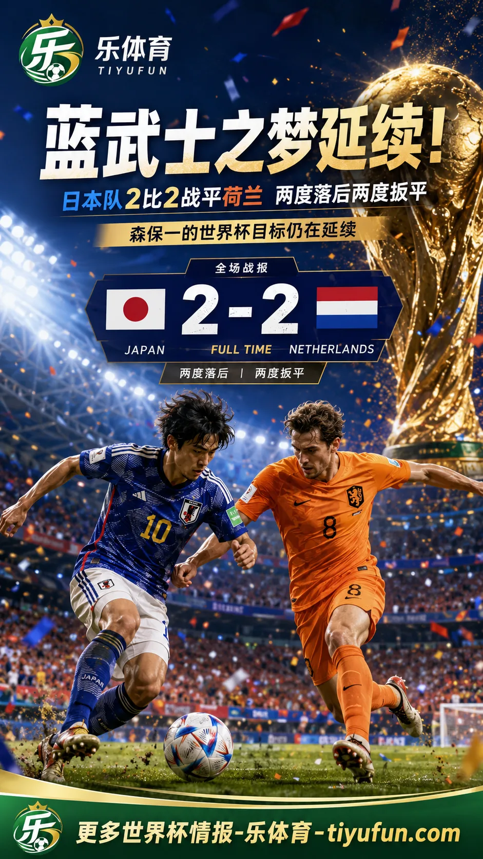 2026世界杯日本2-2荷兰：森保一的蓝武士之梦仍在延续