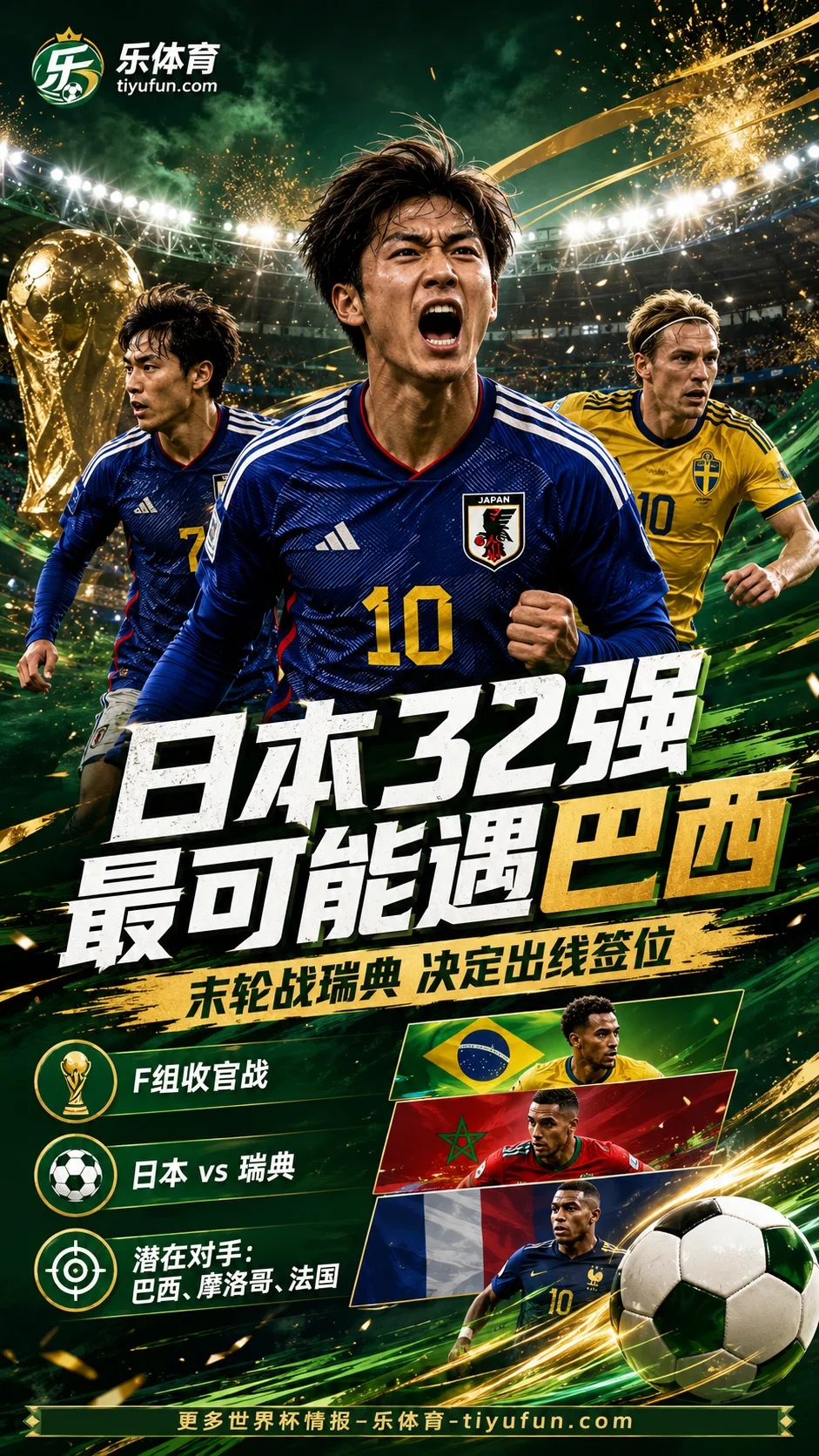 2026世界杯日本32强最可能遇巴西，摩洛哥法国也是潜在强敌
