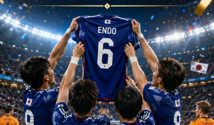 2026世界杯日本队2-2荷兰后展示远藤航球衣，伤退队长仍是球队精神符号