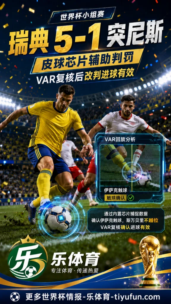2026世界杯瑞典5-1突尼斯：皮球芯片确认伊萨克触球，斯万贝里进球经VAR复核有效