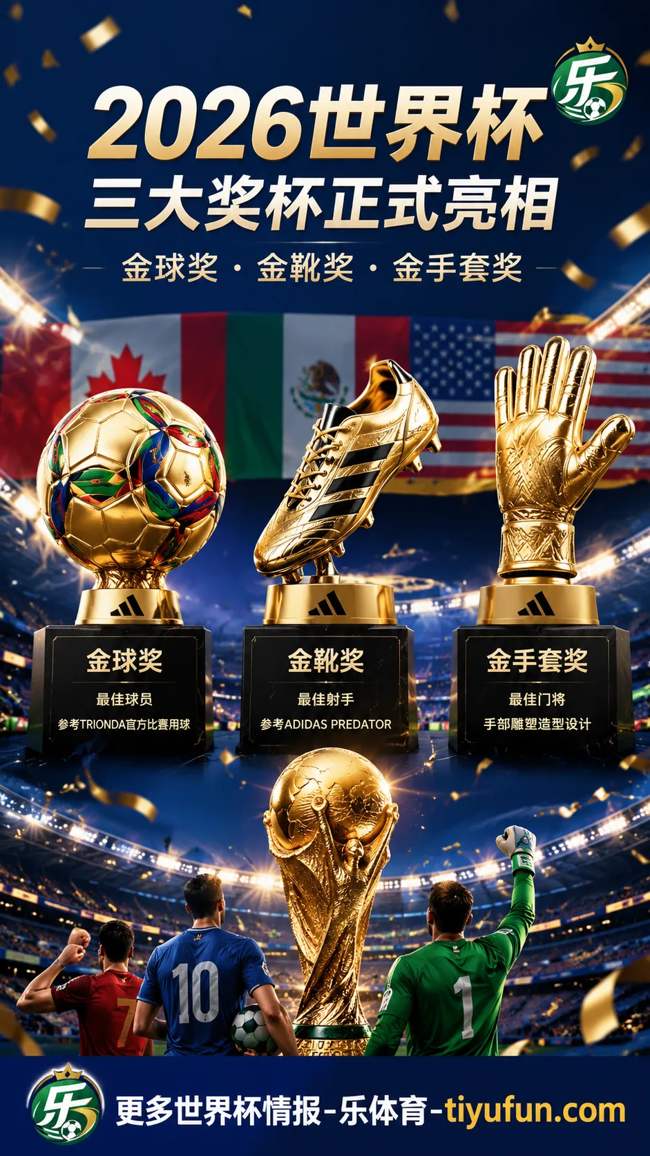 2026世界杯三大个人奖杯亮相:金球奖、金靴奖、金手套设计公开