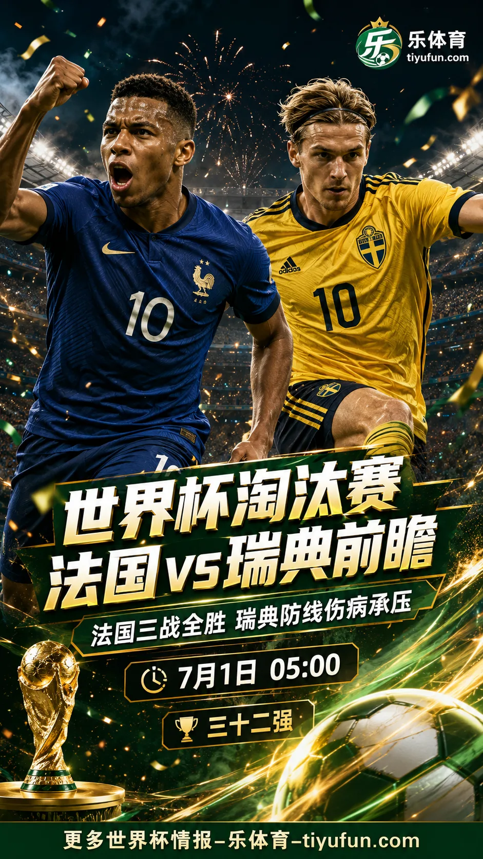 2026世界杯淘汰赛法国vs瑞典前瞻：姆巴佩领衔夺冠热门，瑞典防线伤病成隐忧