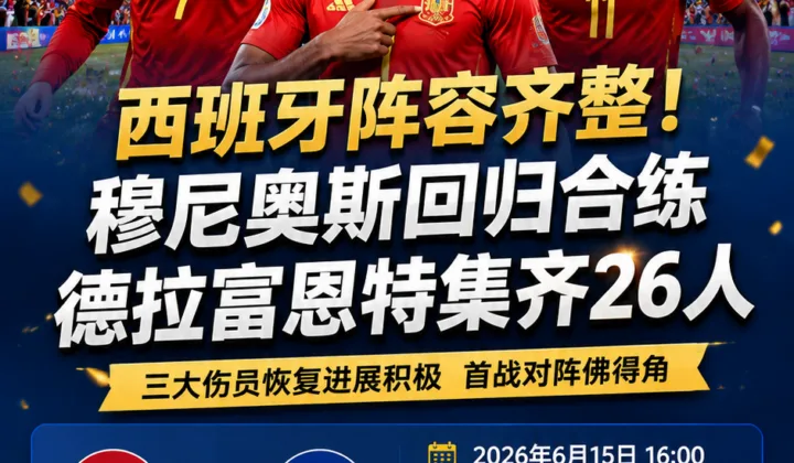 2026世界杯西班牙队备战更新：穆尼奥斯恢复合练，德拉富恩特集齐26人