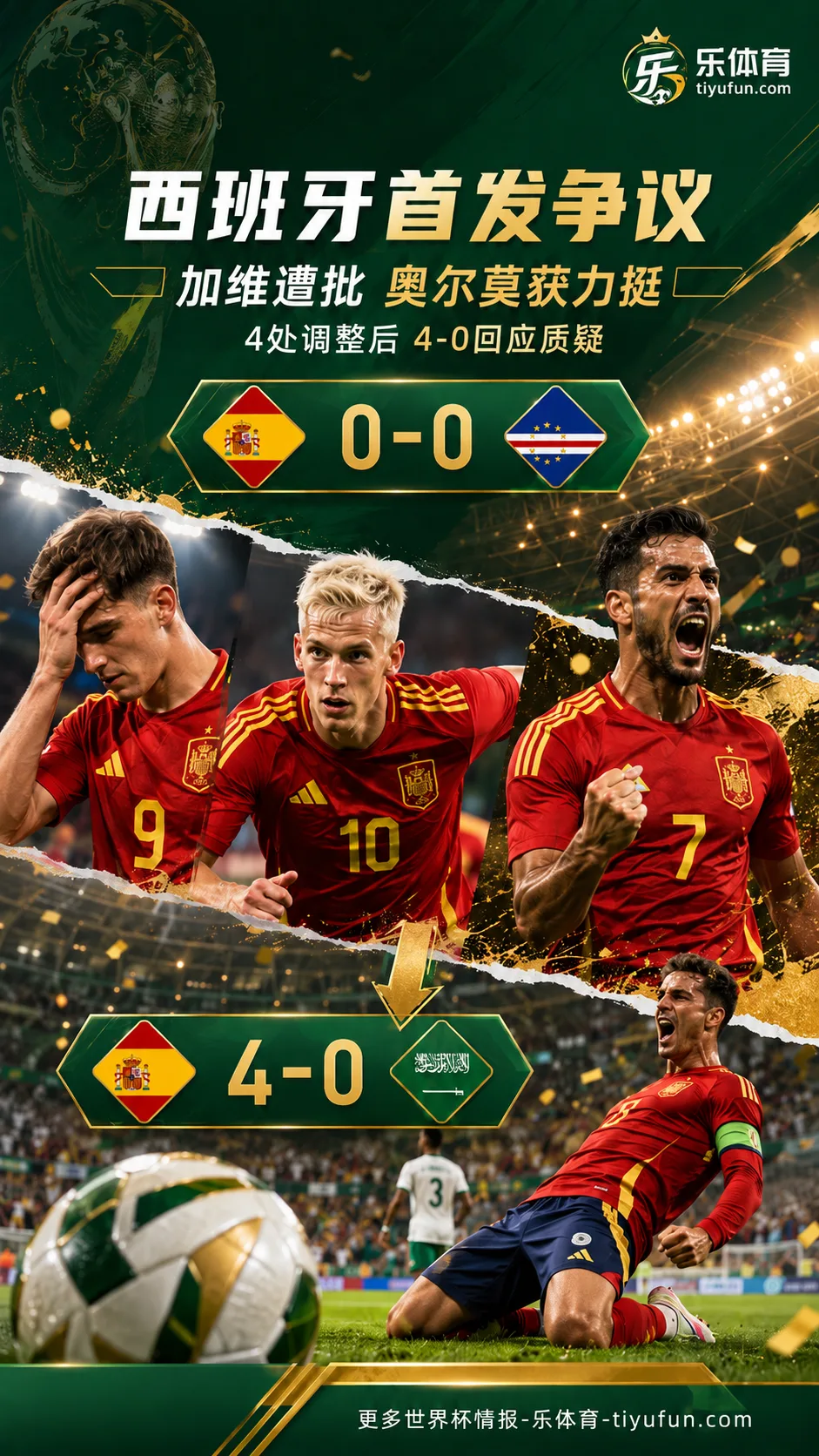 2026世界杯西班牙队首发争议：加维遭批奥尔莫获力挺，4处调整后4-0回应质疑