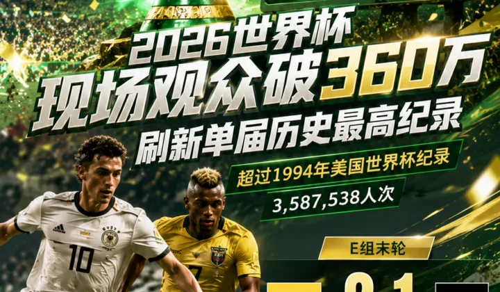 2026世界杯现场观众破360万，刷新单届历史最高纪录