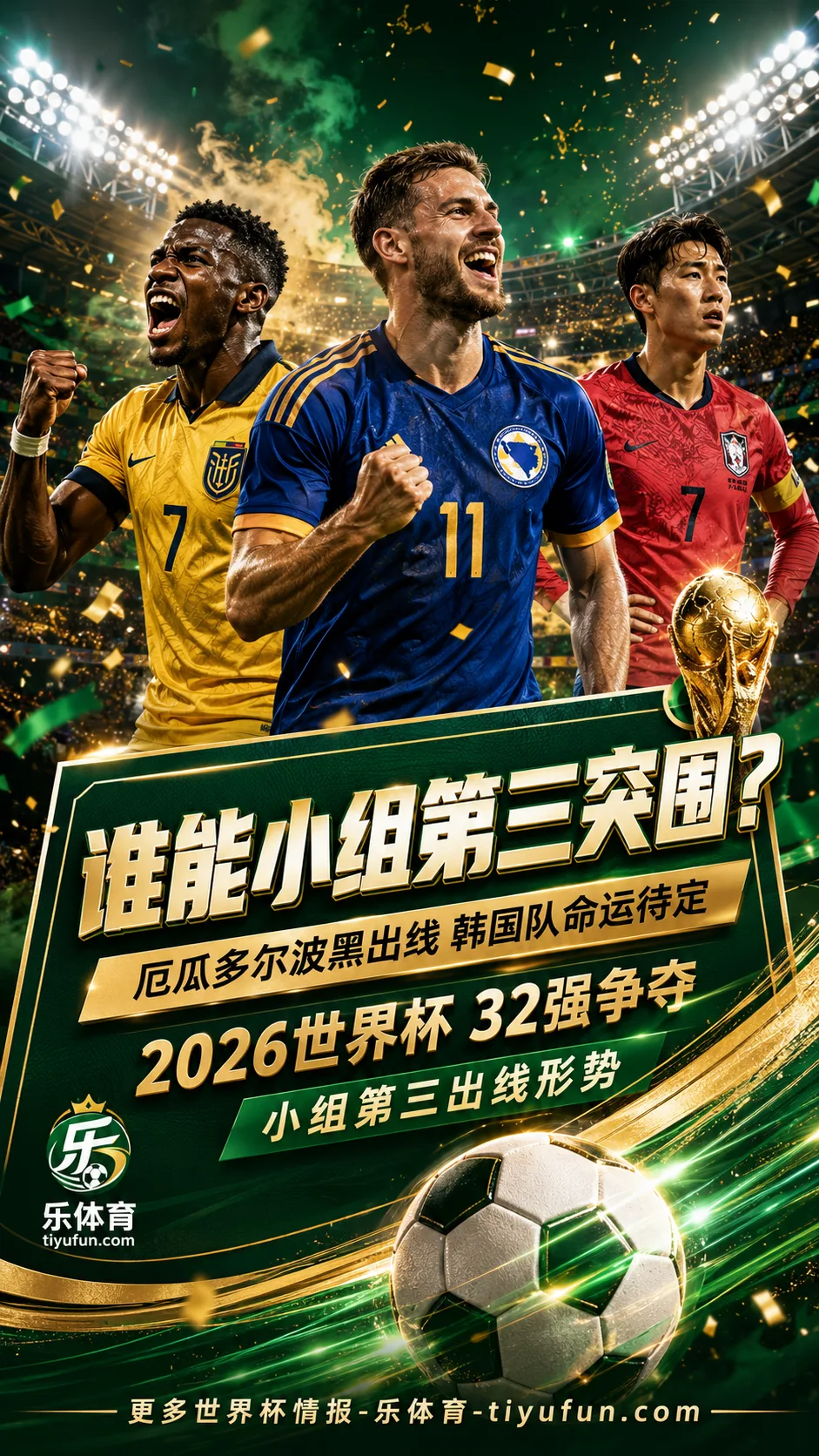 2026世界杯小组第三谁能突围？厄瓜多尔、波黑出线，韩国队命运待定