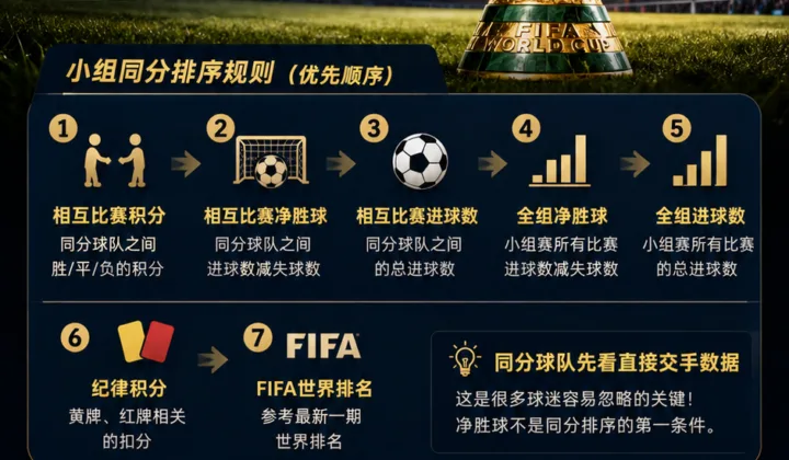 2026世界杯小组赛末轮出线规则：48队赛制下同分排序与小组第三怎么算