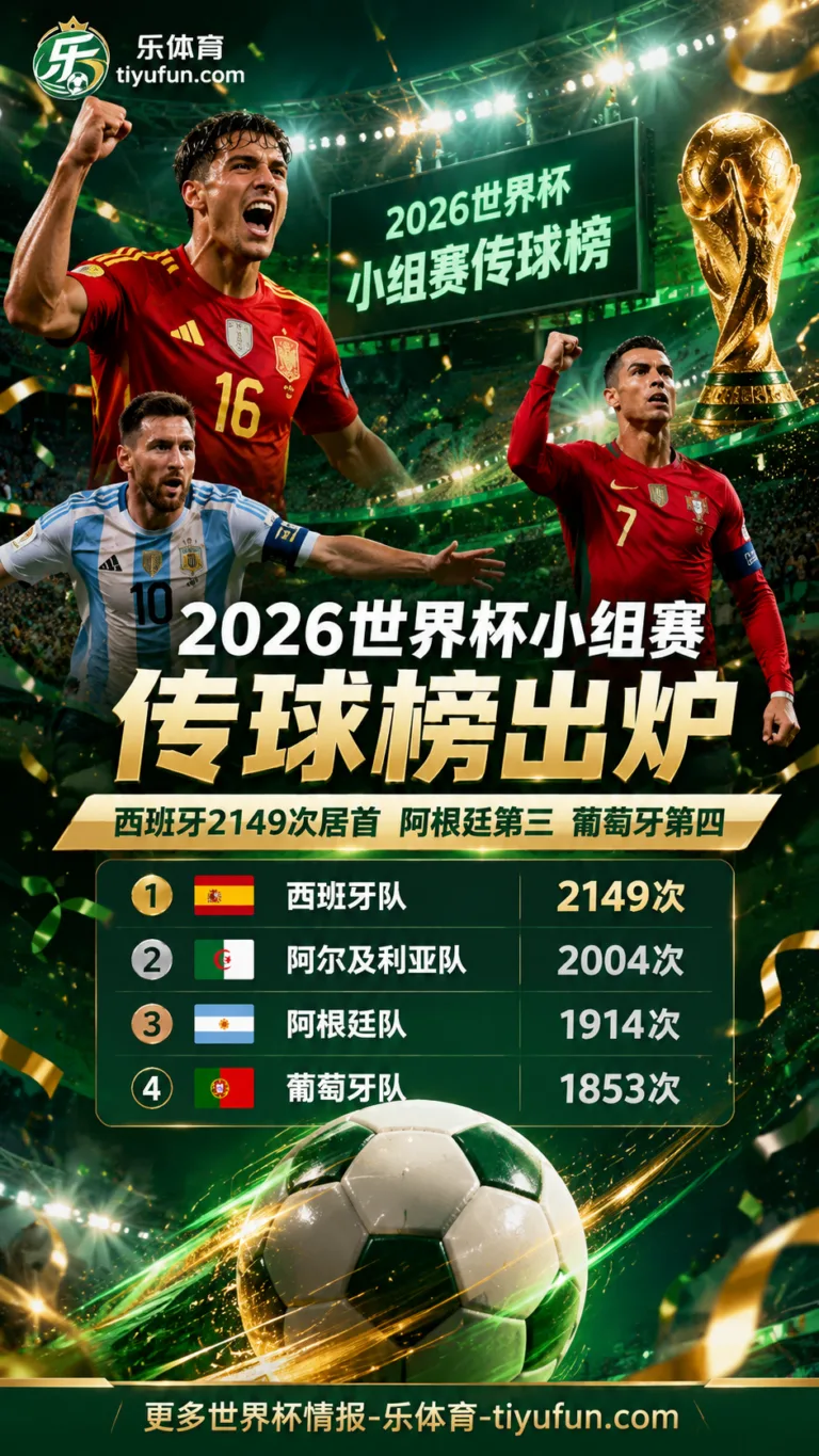 2026世界杯小组赛传球榜：西班牙2149次居首，阿根廷第三葡萄牙第四