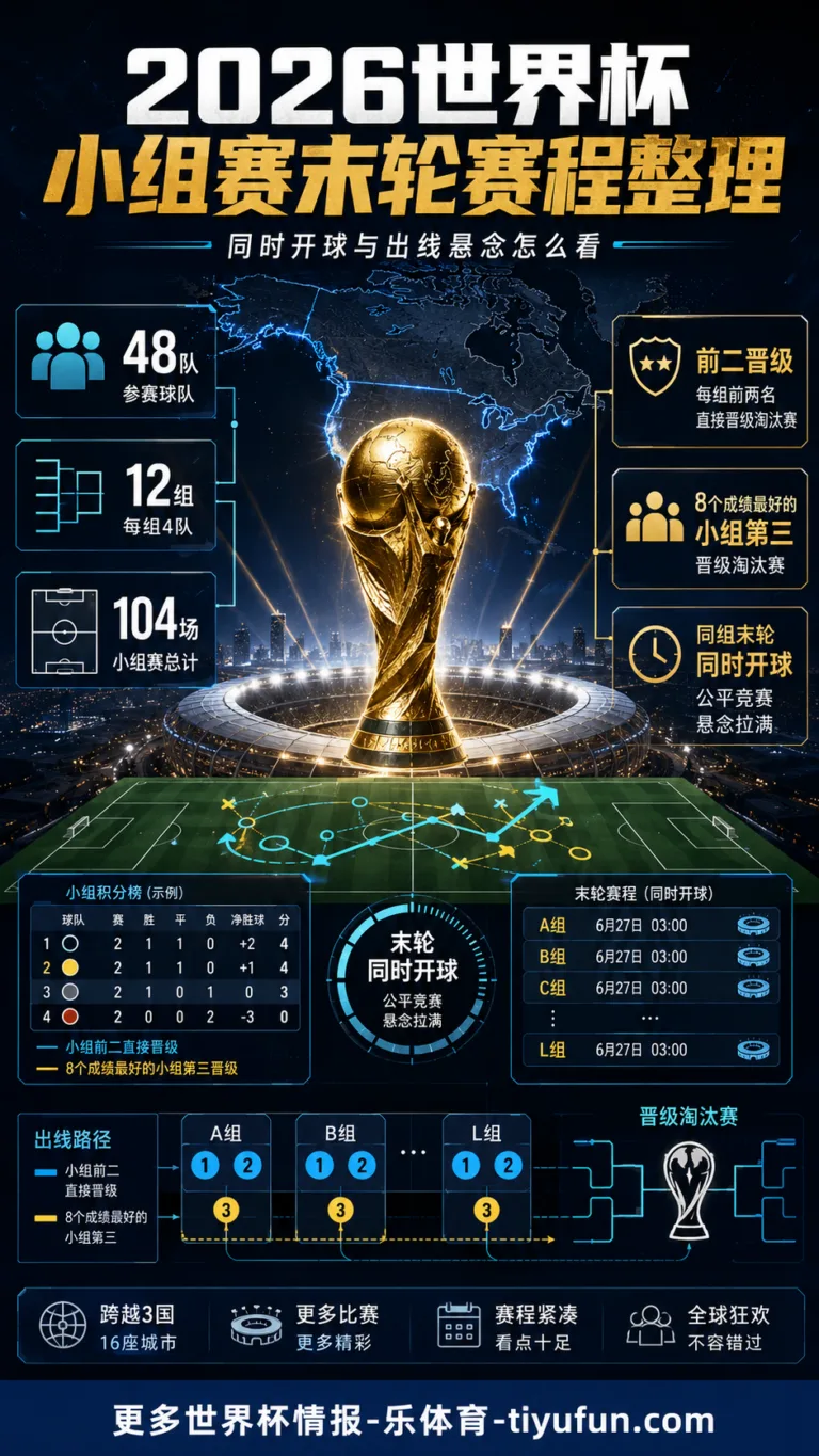 2026世界杯小组赛末轮赛程：同时开球下的出线规则与第三名晋级逻辑