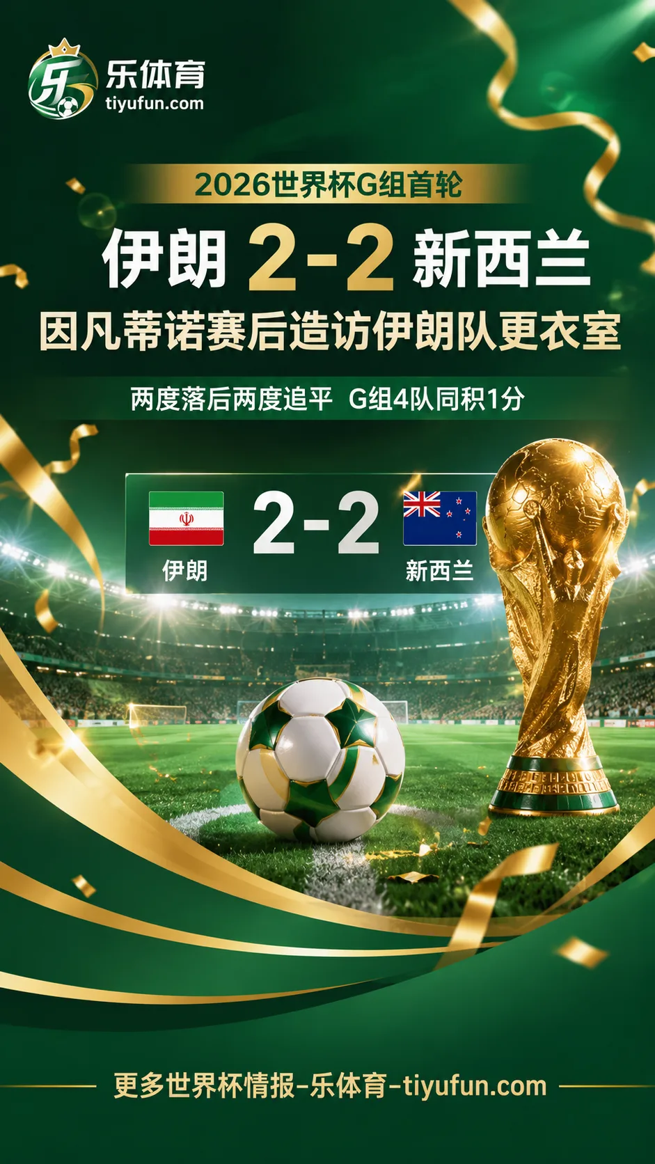 2026世界杯伊朗2比2新西兰：因凡蒂诺赛后造访伊朗队更衣室