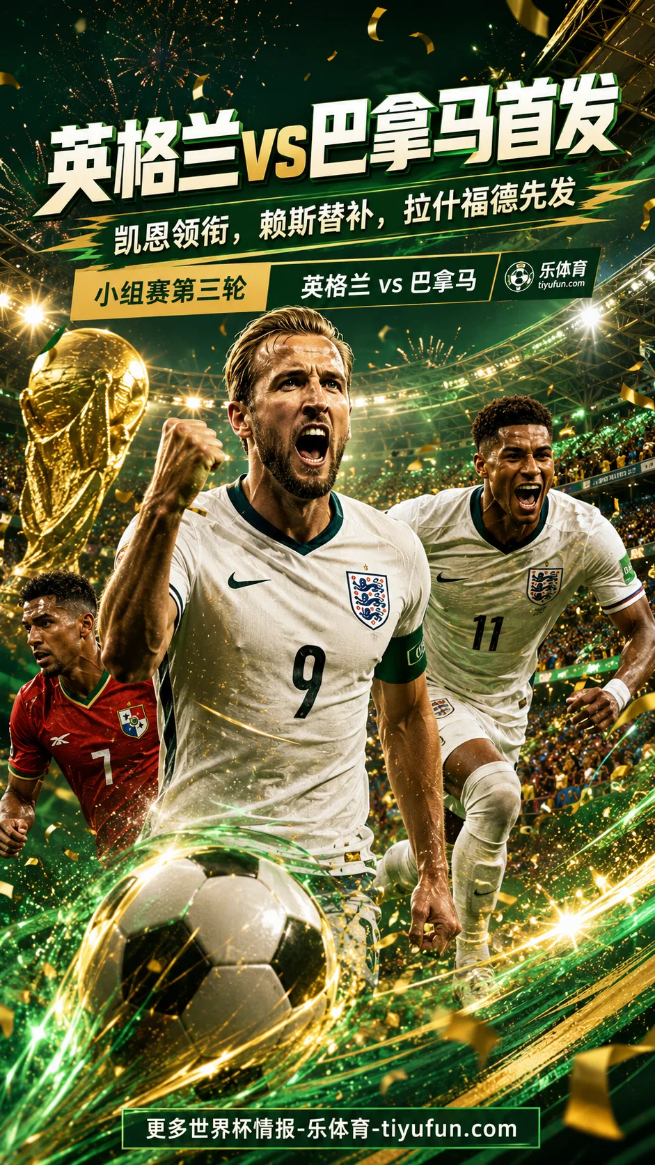 2026世界杯英格兰vs巴拿马首发：凯恩领衔，赖斯替补，拉什福德先发