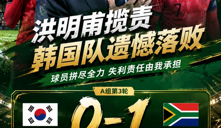 2026世界杯战报：韩国0-1南非 洪明甫称失利责任由我承担
