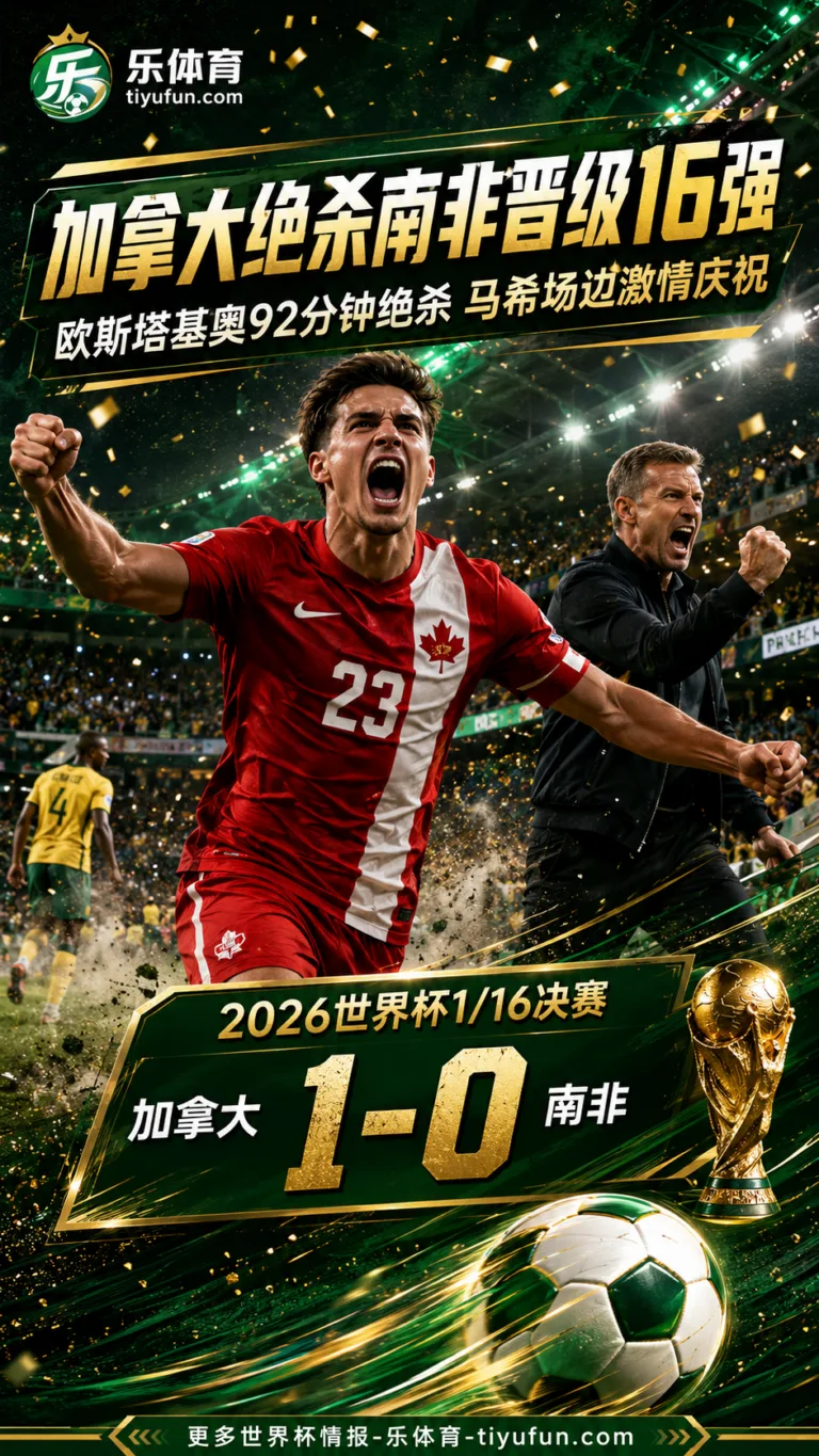 2026世界杯战报：加拿大1-0绝杀南非晋级16强，马希庆祝成焦点