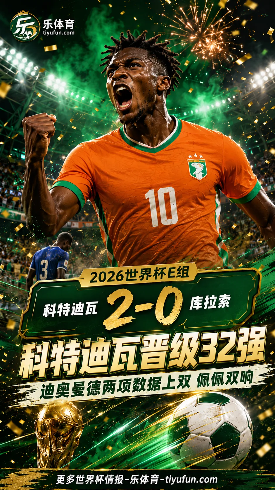 2026世界杯战报：科特迪瓦2-0库拉索，迪奥曼德两项数据上双