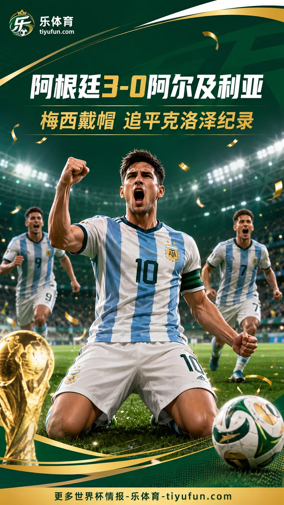 2026世界杯战报：梅西戴帽追平克洛泽，阿根廷3-0阿尔及利亚