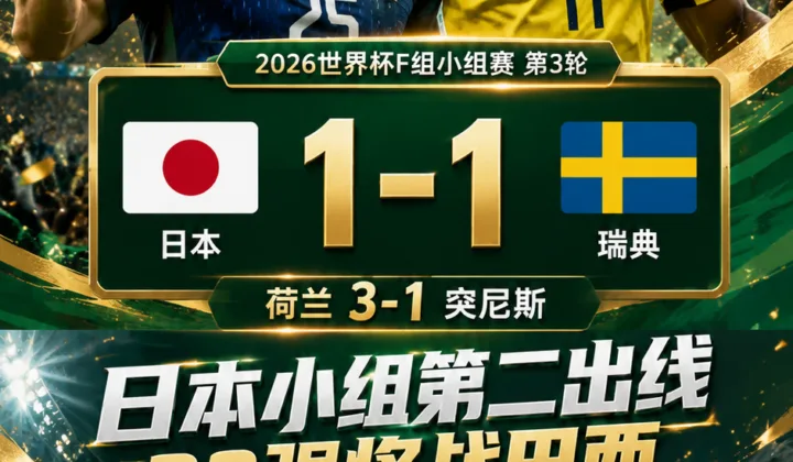 2026世界杯战报：日本1-1瑞典小组第二出线，32强将战巴西
