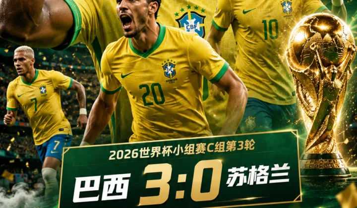 2026世界杯战报：维尼修斯双响+进球被吹，巴西3比0苏格兰头名晋级