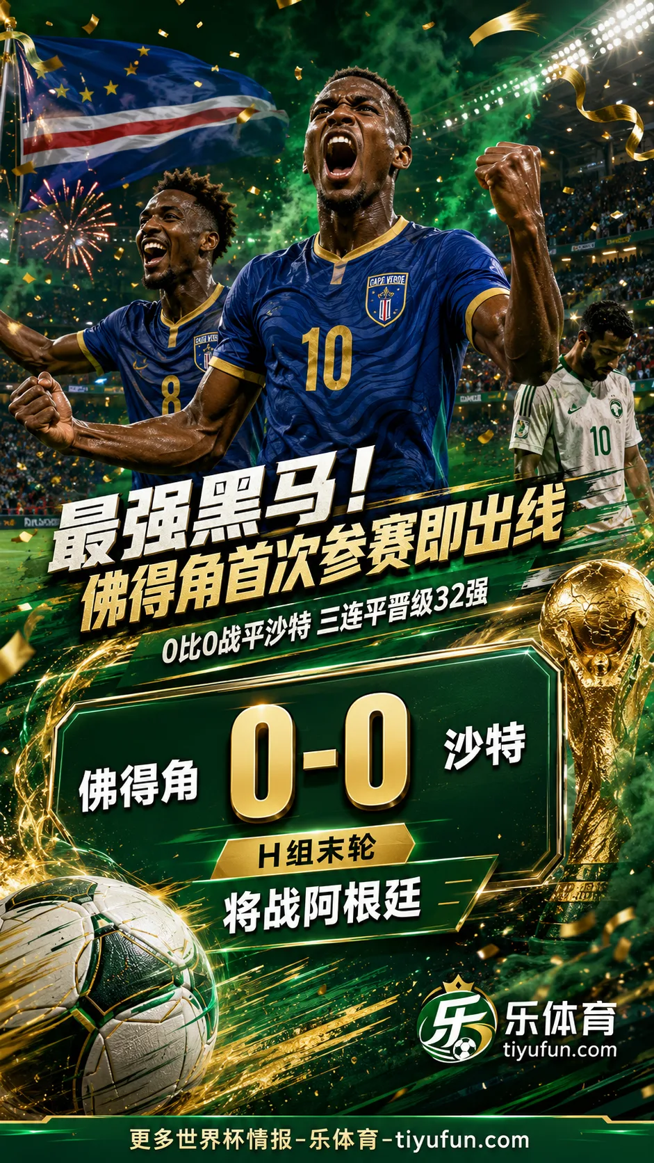 2026世界杯战报：最强黑马！佛得角首次参赛即小组出线，32强将战阿根廷
