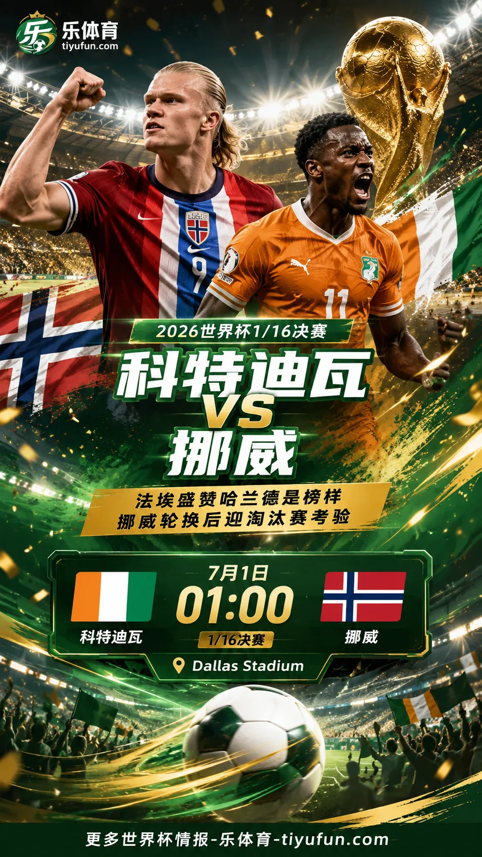 2026世界杯科特迪瓦vs挪威前瞻：法埃盛赞哈兰德是榜样，挪威轮换后迎淘汰赛考验