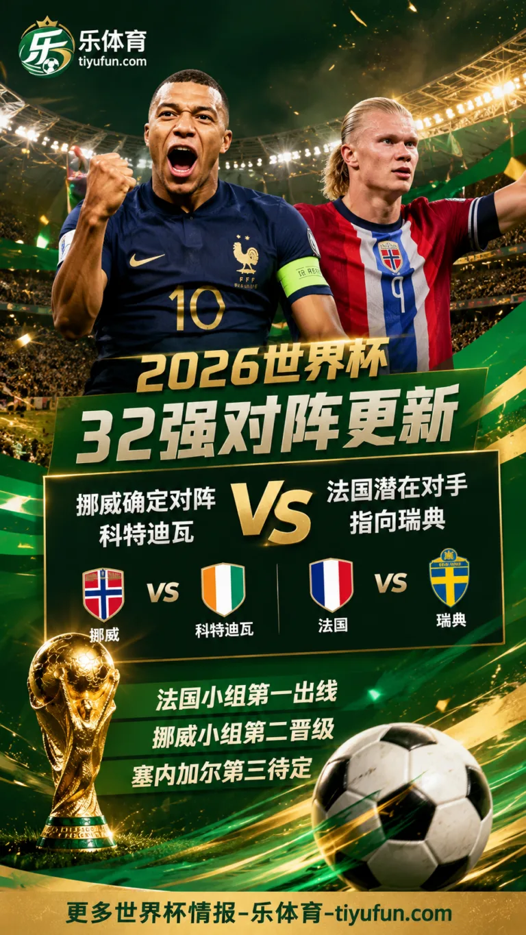 32强实时对阵：挪威确定对阵科特迪瓦，法国潜在对手指向瑞典