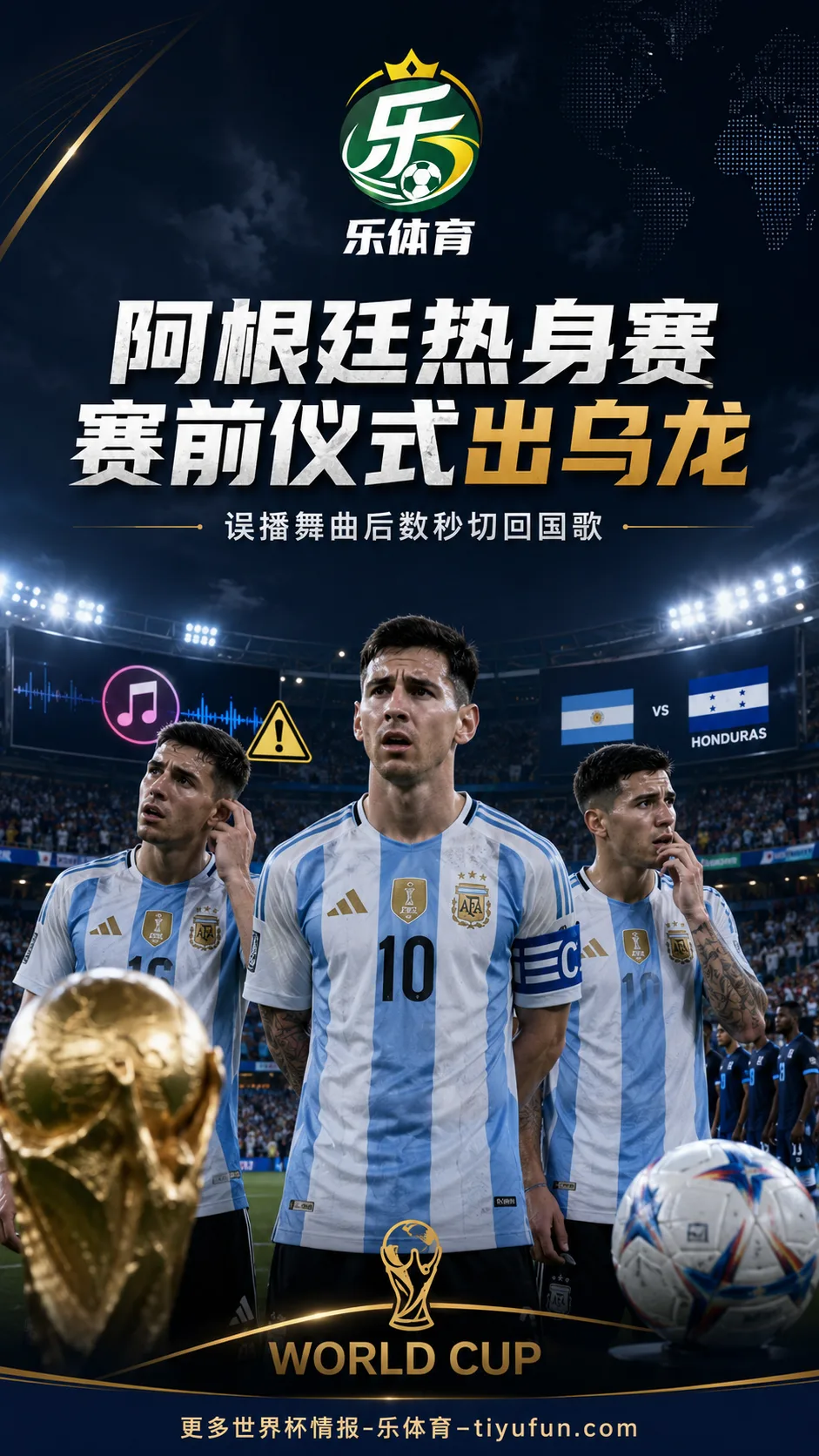 阿根廷热身赛赛前仪式出乌龙:现场误播舞曲,数秒后切回国歌