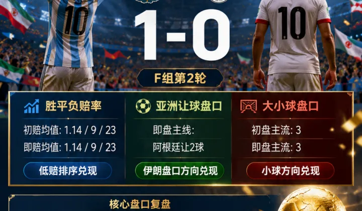 阿根廷vs伊朗世界杯盘口复盘：亚洲让球兑现与大小球分析