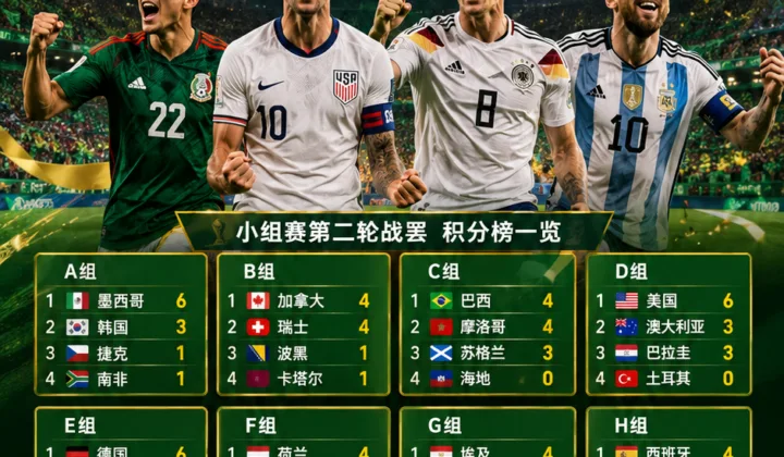第二轮积分榜：墨西哥、美国、德国、阿根廷4队锁定小组第一