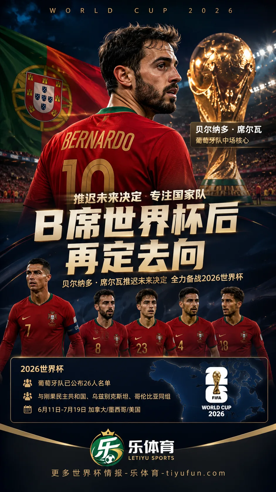 贝尔纳多·席尔瓦推迟未来决定，专注葡萄牙2026世界杯备战