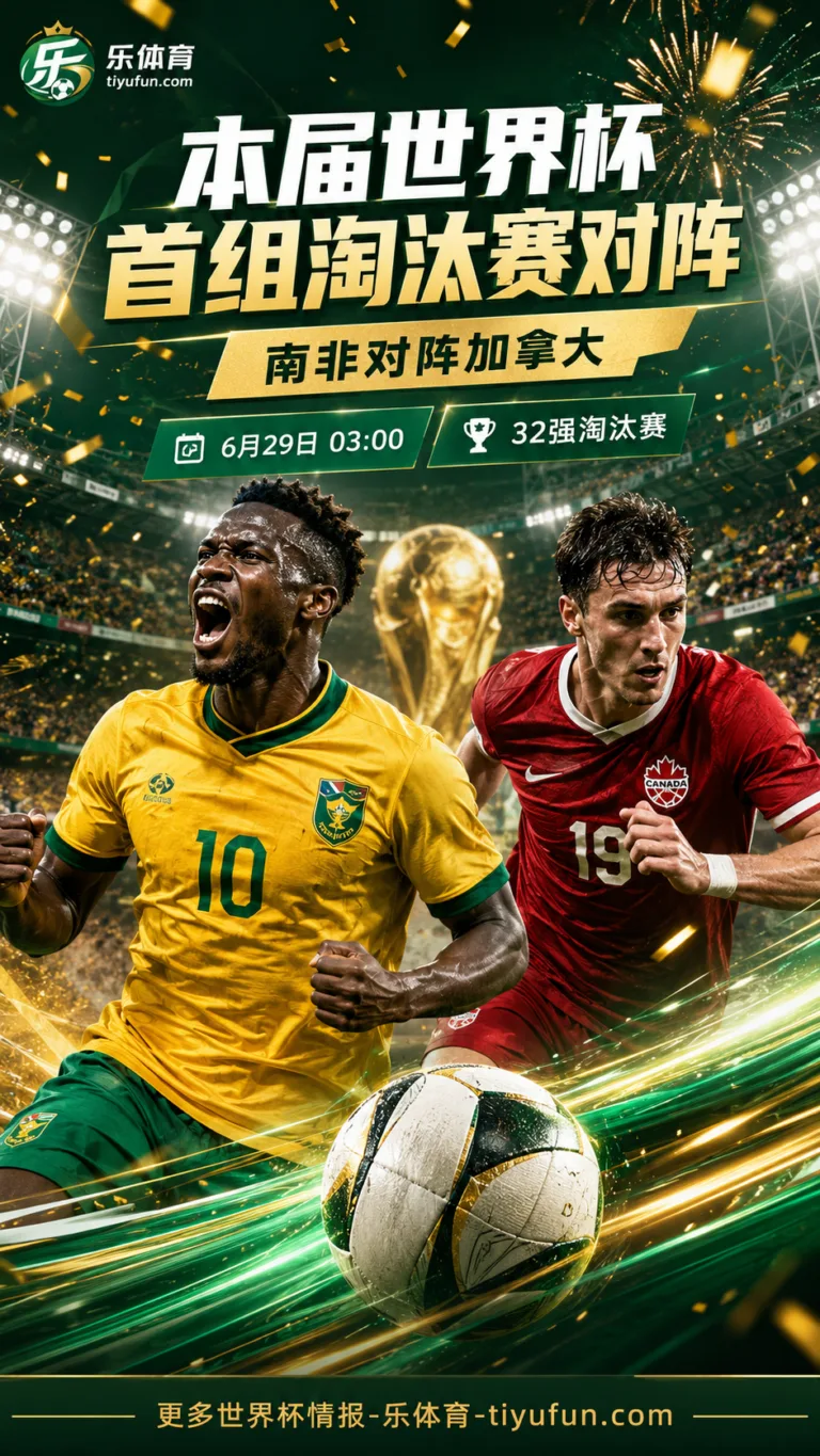 本届世界杯首组淘汰赛对阵：南非vs加拿大，6月29日3点打响
