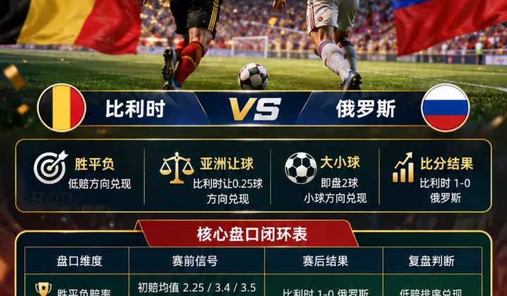 比利时vs俄罗斯世界杯盘口复盘：亚洲让球兑现与大小球分析