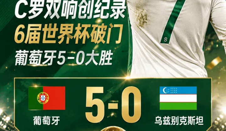 C罗双响创6届世界杯破门纪录，葡萄牙5-0乌兹别克斯坦