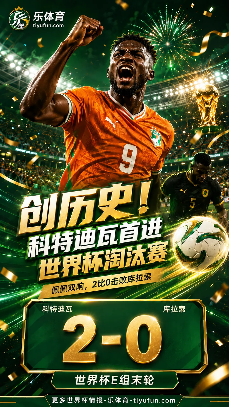 创历史！2026世界杯战报：科特迪瓦2-0库拉索，队史首次晋级淘汰赛